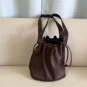 Vintage Coach shoulder bucket bag brown leather.